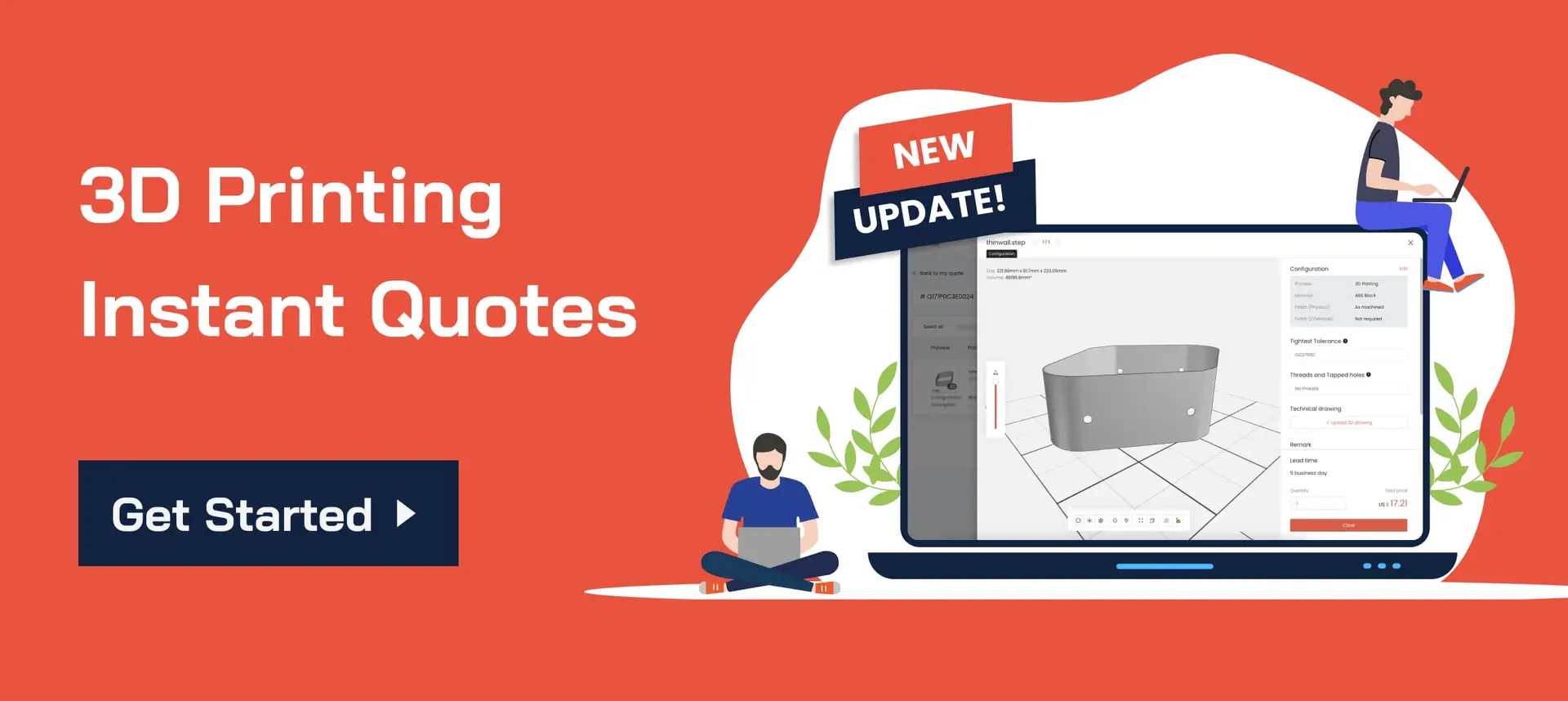 instant quote feature for 3d printing